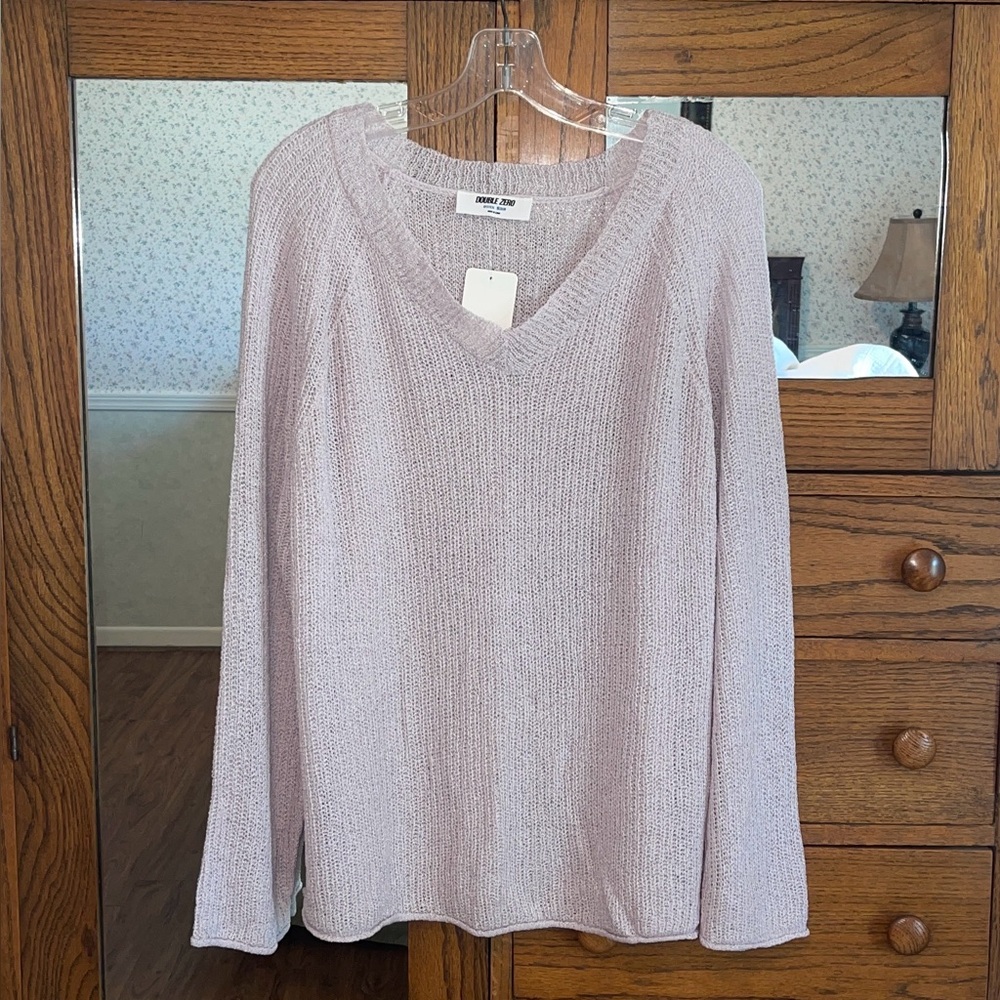 V Neck Long Sleeve Lavender Sweater
